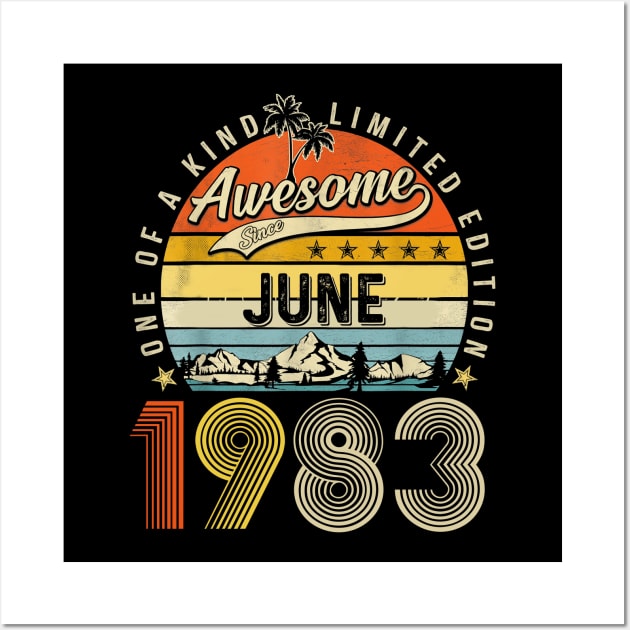 Awesome Since June 1983 Vintage 40th Birthday Wall Art by Gearlds Leonia